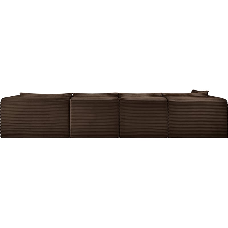 Meridian Furniture 4-Piece Brown Corduroy Performance Fabric Modular Sectional