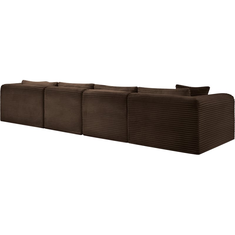 Meridian Furniture 4-Piece Brown Corduroy Performance Fabric Modular Sectional