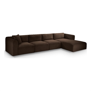 Meridian Furniture 4-Piece Brown Corduroy Performance Fabric Modular Sectional