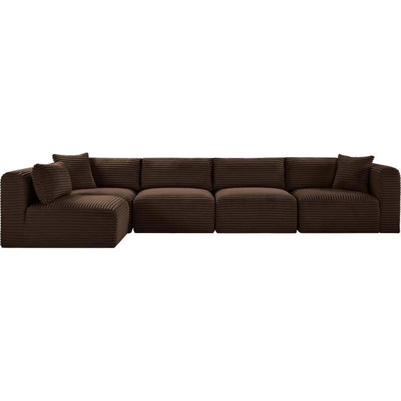 Meridian Furniture 5-Piece Brown Corduroy Performance Fabric Modular Sectional