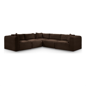 Meridian Furniture 5-Piece Brown Corduroy Performance Fabric Modular Sectional