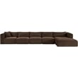 Meridian Furniture 5-Piece Brown Corduroy Performance Fabric Modular Sectional