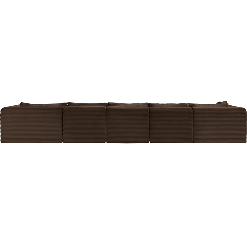 Meridian Furniture 5-Piece Brown Corduroy Performance Fabric Modular Sectional