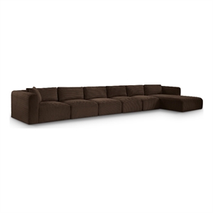 Meridian Furniture 6-Piece Brown Corduroy Performance Fabric Modular Sectional