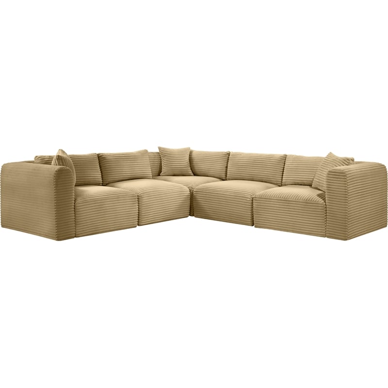 Meridian Furniture 5-Piece Camel Corduroy Performance Fabric Modular Sectional