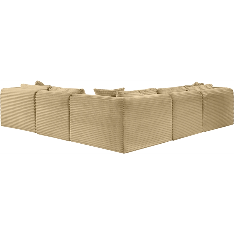 Meridian Furniture 5-Piece Camel Corduroy Performance Fabric Modular Sectional