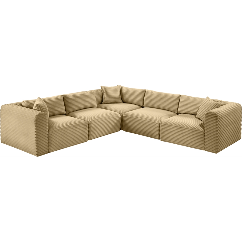 Meridian Furniture 5-Piece Camel Corduroy Performance Fabric Modular Sectional