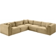 Meridian Furniture 5-Piece Camel Corduroy Performance Fabric Modular Sectional