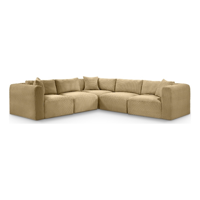 Meridian Furniture 5-Piece Camel Corduroy Performance Fabric Modular Sectional