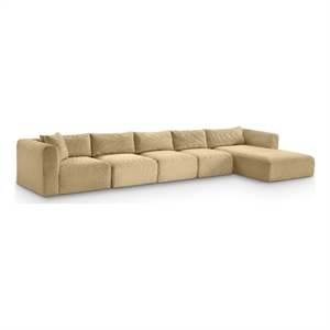 Meridian Furniture 5-Piece Camel Corduroy Performance Fabric Modular Sectional