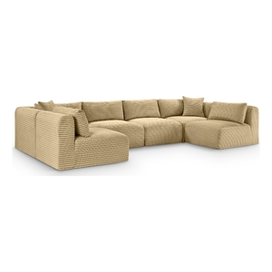 Meridian Furniture 6-Piece Camel Corduroy Performance Fabric Modular Sectional