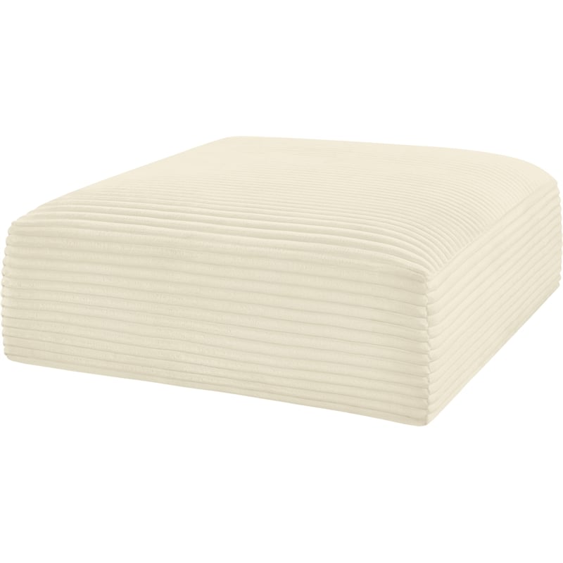 Meridian Furniture Shaggy Cream Corduroy Performance Fabric Ottoman