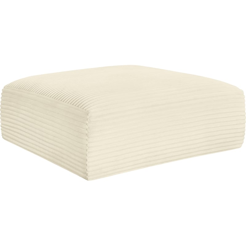 Meridian Furniture Shaggy Cream Corduroy Performance Fabric Ottoman