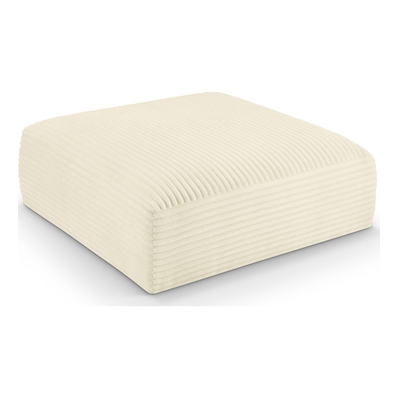 Meridian Furniture Shaggy Cream Corduroy Performance Fabric Ottoman
