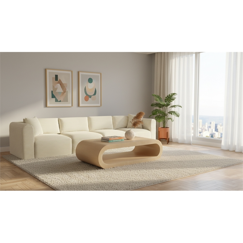 Meridian Furniture 4-Piece Cream Corduroy Performance Fabric Modular Sofa