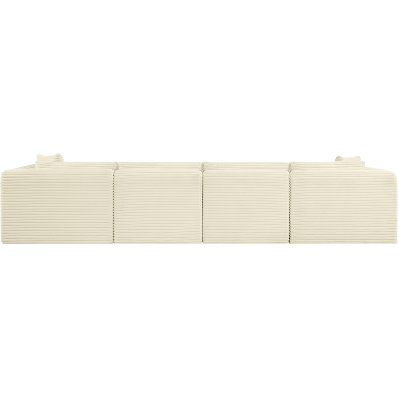 Meridian Furniture 4-Piece Cream Corduroy Performance Fabric Modular Sofa