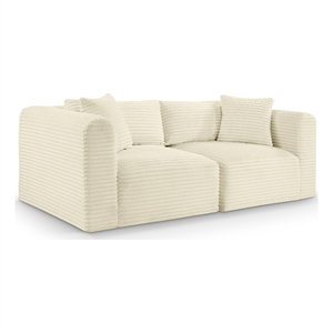 Meridian Furniture 2-Piece Cream Corduroy Performance Fabric Modular Sofa
