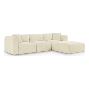 Meridian Furniture 4-Piece Cream Corduroy Performance Fabric Modular Sectional