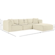 Meridian Furniture 4-Piece Cream Corduroy Performance Fabric Modular Sectional