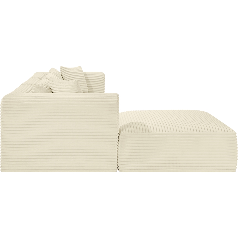 Meridian Furniture 4-Piece Cream Corduroy Performance Fabric Modular Sectional