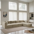 Meridian Furniture 4-Piece Cream Corduroy Performance Fabric Modular Sectional