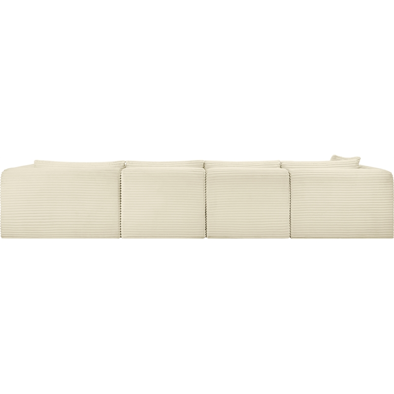 Meridian Furniture 4-Piece Cream Corduroy Performance Fabric Modular Sectional