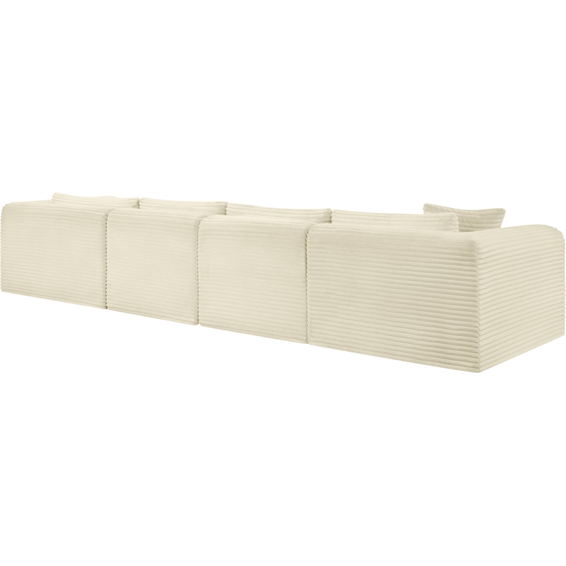 Meridian Furniture 4-Piece Cream Corduroy Performance Fabric Modular Sectional