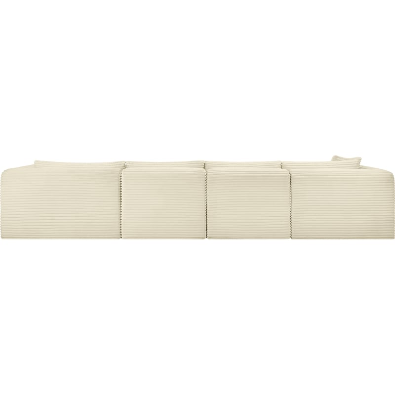 Meridian Furniture 4-Piece Cream Corduroy Performance Fabric Modular Sectional