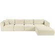 Meridian Furniture 4-Piece Cream Corduroy Performance Fabric Modular Sectional
