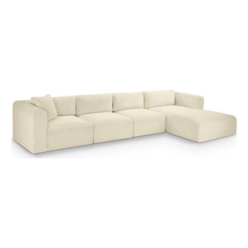 Meridian Furniture 4-Piece Cream Corduroy Performance Fabric Modular Sectional