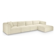 Meridian Furniture 4-Piece Cream Corduroy Performance Fabric Modular Sectional
