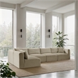 Meridian Furniture 5-Piece Cream Corduroy Performance Fabric Modular Sectional