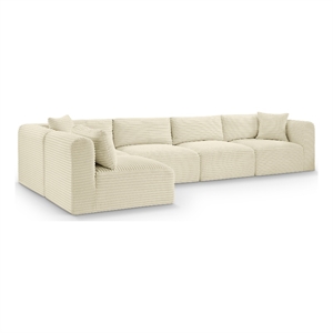 Meridian Furniture 5-Piece Cream Corduroy Performance Fabric Modular Sectional