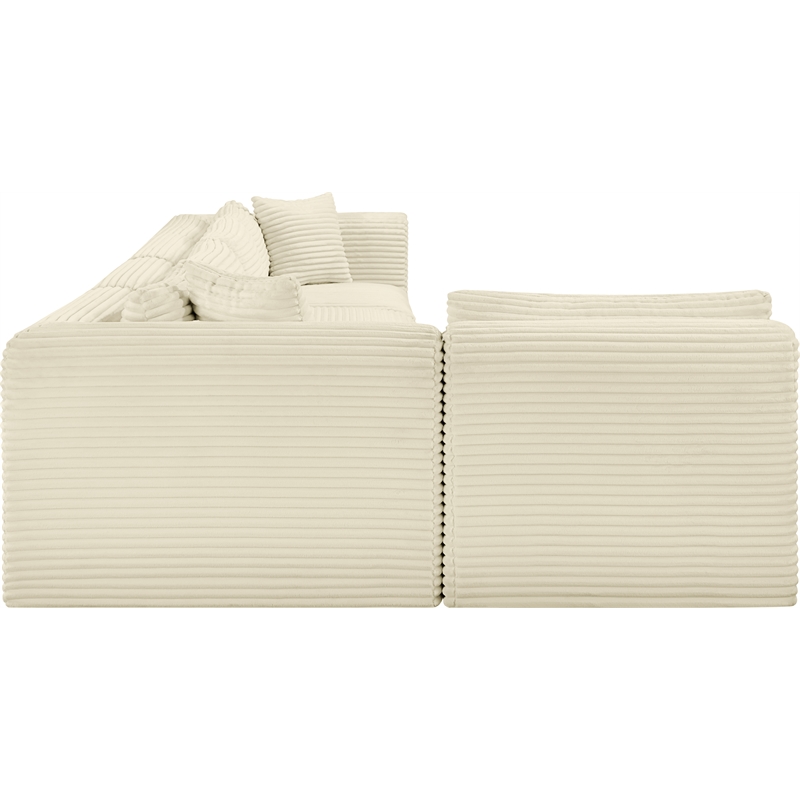 Meridian Furniture 5-Piece Cream Corduroy Performance Fabric Modular Sectional