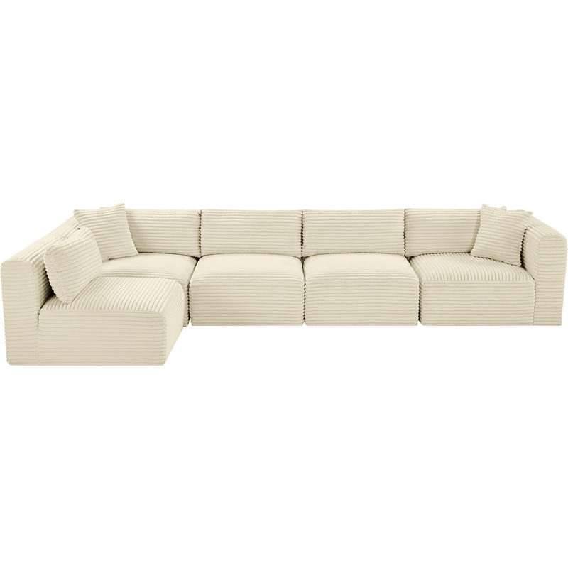 Meridian Furniture 5-Piece Cream Corduroy Performance Fabric Modular Sectional
