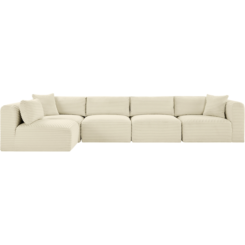 Meridian Furniture 5-Piece Cream Corduroy Performance Fabric Modular Sectional