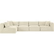 Meridian Furniture 5-Piece Cream Corduroy Performance Fabric Modular Sectional