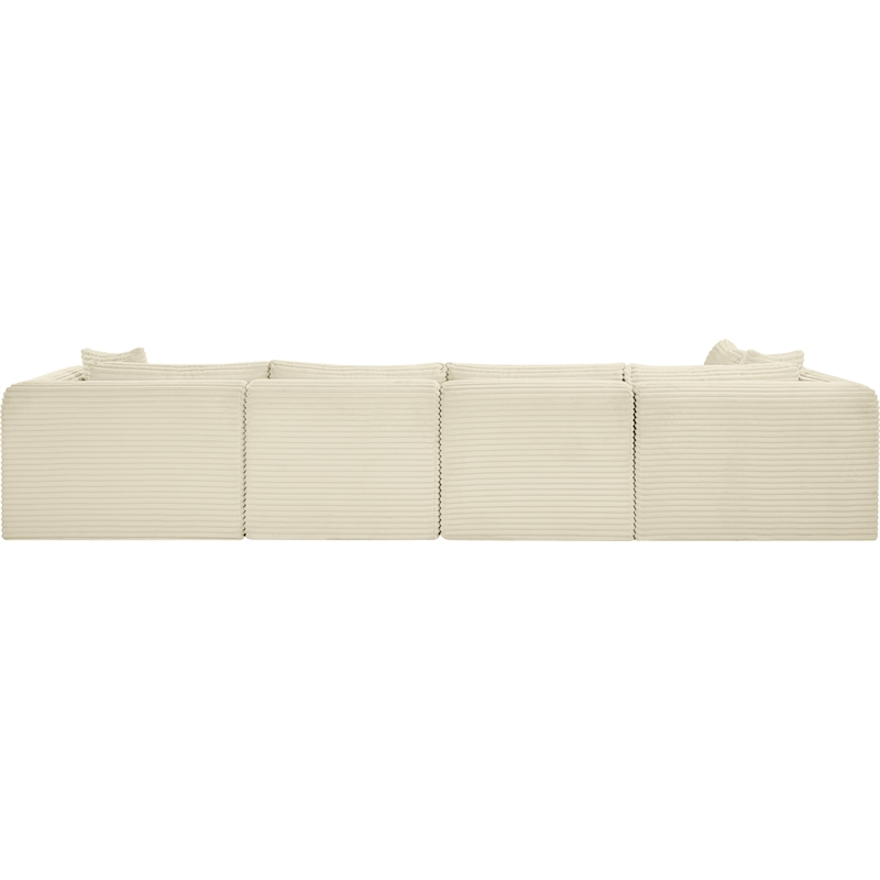 Meridian Furniture 5-Piece Cream Corduroy Performance Fabric Modular Sectional