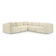 Meridian Furniture 5-Piece Cream Corduroy Performance Fabric Modular Sectional