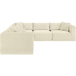 Meridian Furniture 5-Piece Cream Corduroy Performance Fabric Modular Sectional