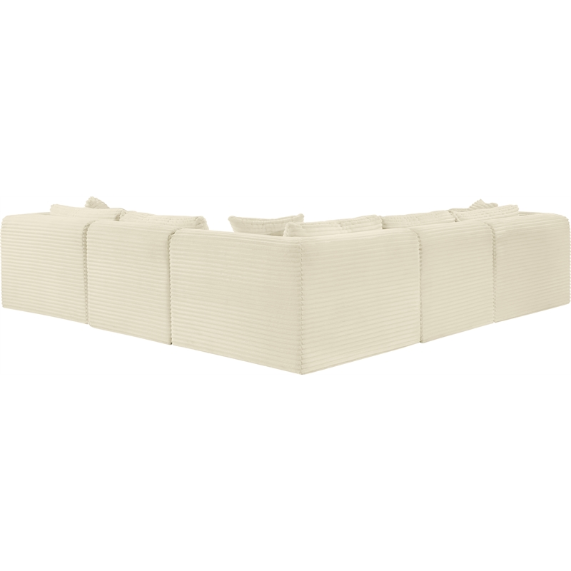 Meridian Furniture 5-Piece Cream Corduroy Performance Fabric Modular Sectional