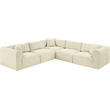 Meridian Furniture 5-Piece Cream Corduroy Performance Fabric Modular Sectional