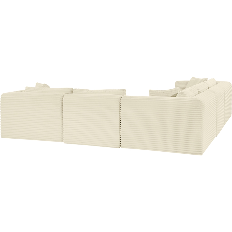 Meridian Furniture 5-Piece Cream Corduroy Performance Fabric Modular Sectional