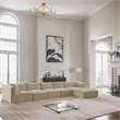Meridian Furniture 5-Piece Cream Corduroy Performance Fabric Modular Sectional