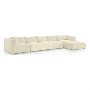 Meridian Furniture 5-Piece Cream Corduroy Performance Fabric Modular Sectional
