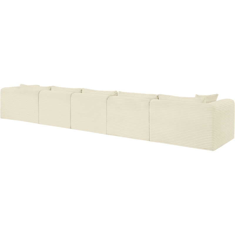 Meridian Furniture 5-Piece Cream Corduroy Performance Fabric Modular Sectional