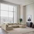 Meridian Furniture 6-Piece Cream Corduroy Performance Fabric Modular Sectional