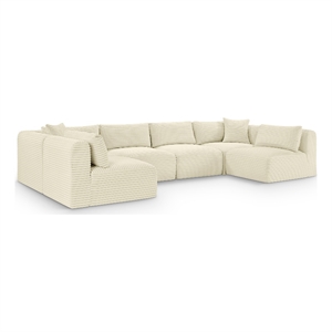 Meridian Furniture 6-Piece Cream Corduroy Performance Fabric Modular Sectional