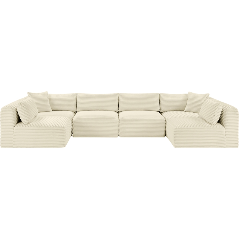 Meridian Furniture 6-Piece Cream Corduroy Performance Fabric Modular Sectional