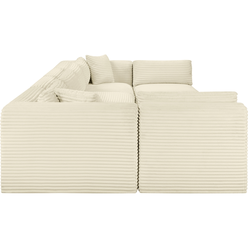 Meridian Furniture 6-Piece Cream Corduroy Performance Fabric Modular Sectional